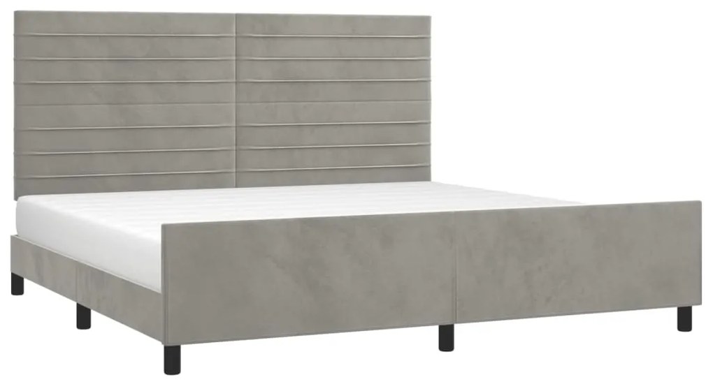 Giroletto con testiera grigio chiaro 200x200 cm in velluto