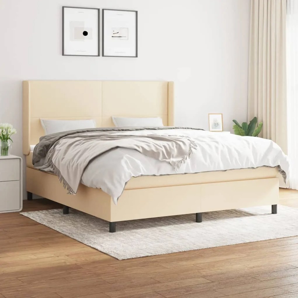 Giroletto A Molle Con Materasso Crema 160x200 Cm İn Tessuto /
