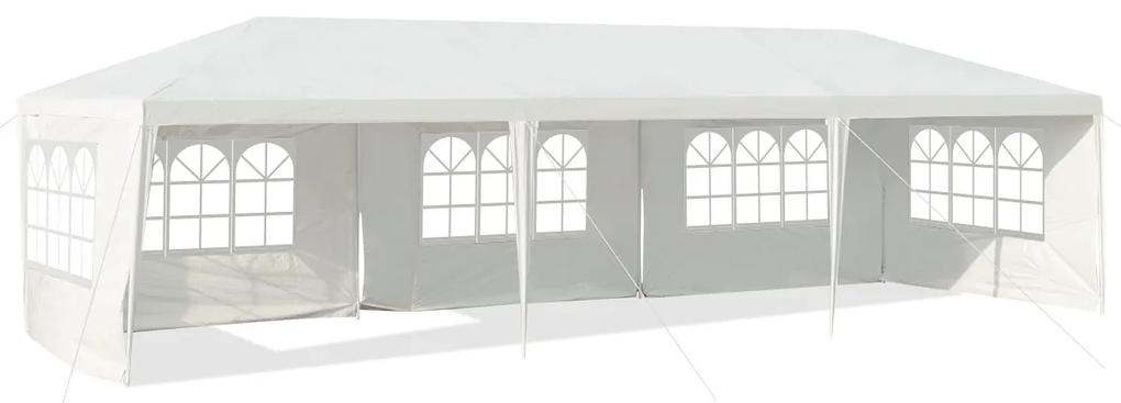 Costway Gazebo impermeabile 3x9m con 5 pannelli laterali rimovibili, Tenda per matrimonio eventi in spiaggia barbecue Bianco