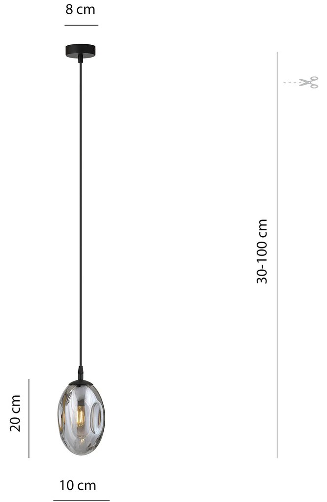 Sospensione Minimal 1 Luce Atalanta Acciaio Nero E Vetro Fumè