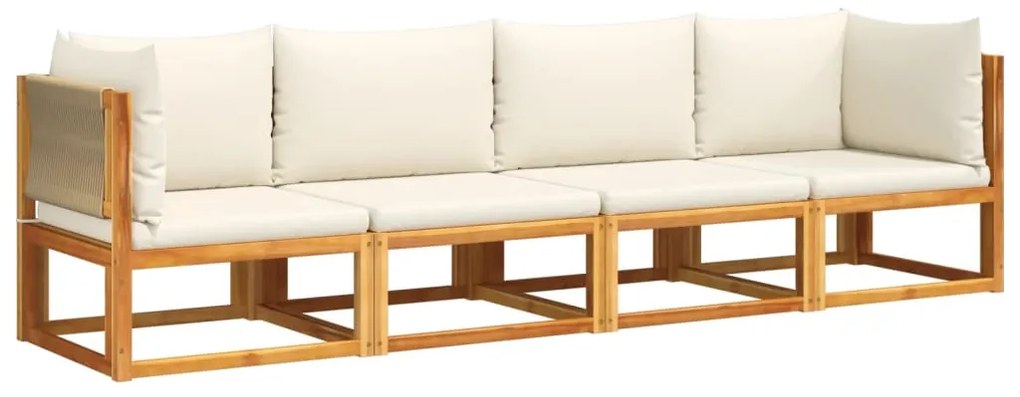 Set divani da giardino 4pz con cuscini legno massello di acacia