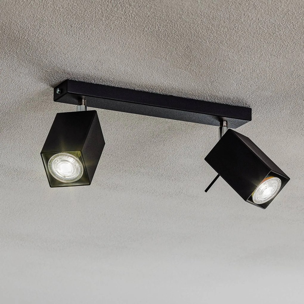 SOLLUX LIGHTING Faretto da soffitto Square, nero, 2 luci