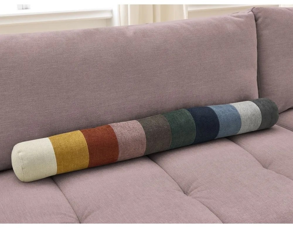 Divano angolare rosa allungabile e con contenitore (penisola a destra/a L) con rivestimento in ciniglia Fuji – Bobochic Paris