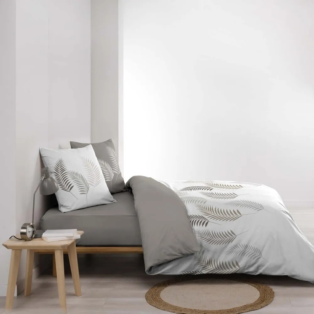 Biancheria da letto in cotone bianco e grigio per letto matrimoniale 200x200 cm Goyave - douceur d'intérieur