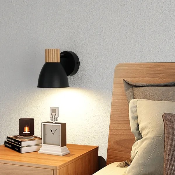 Brilagi - Faretto da parete ODENSE 1xE14/10W/230V legno di caucciù/nero