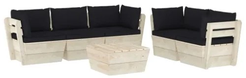 Set Divani da Giardino su Pallet 6 pz con Cuscini Legno Abete