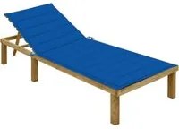 Lettino da Giardino con Cuscino Blu Royal Legno Pino Impregnato 3065829