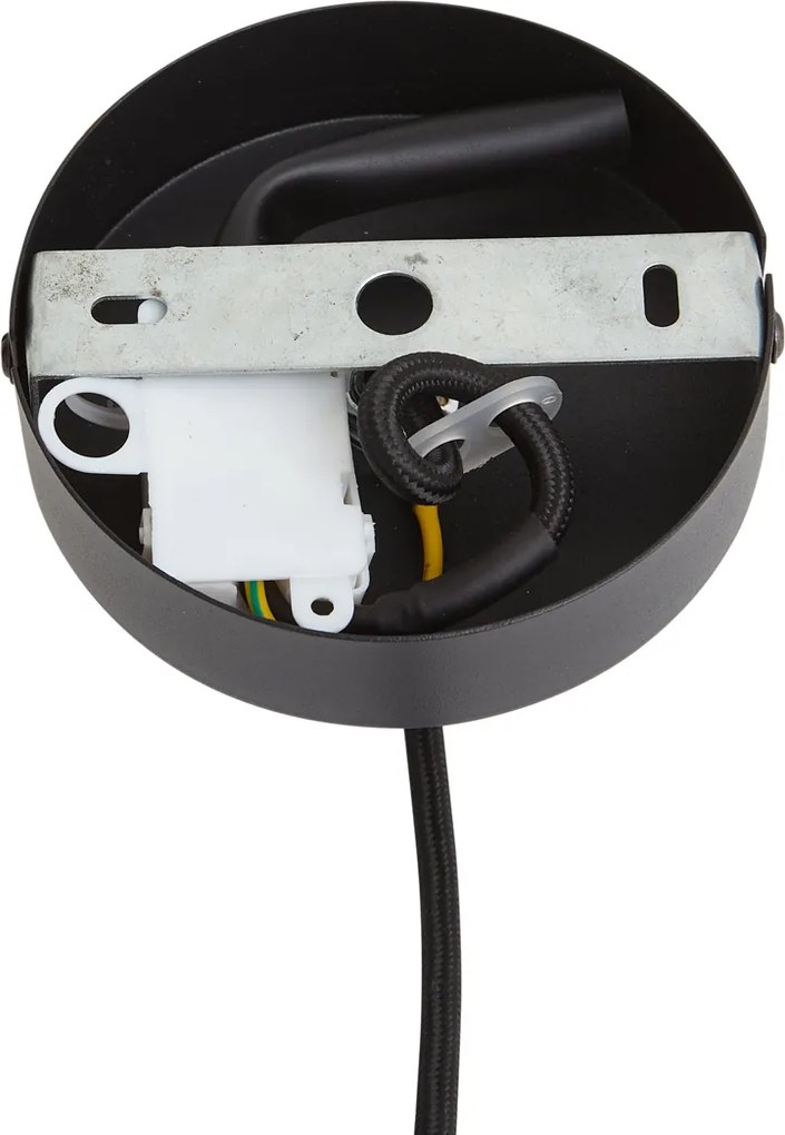 Hanglamp zwart met bruine papieren touw kap 50/50/25 - Combi 1