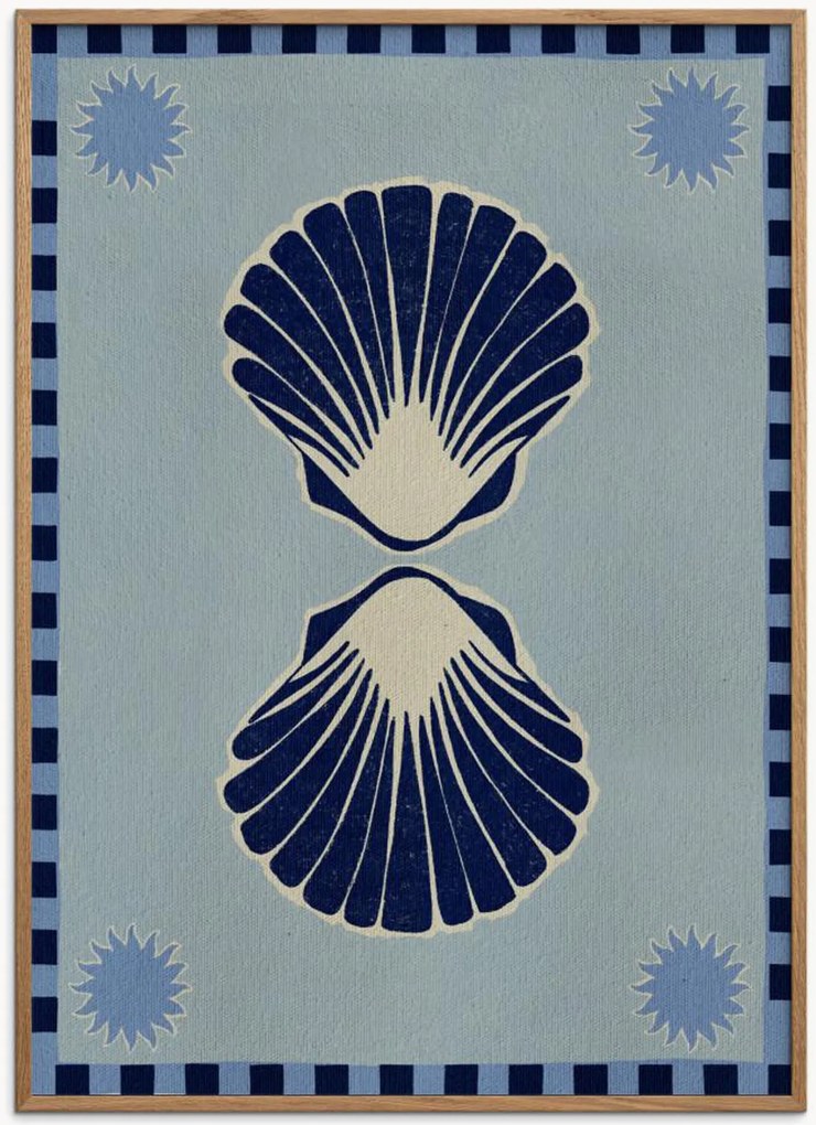Stampa digitale incorniciata Lush Duo 3 Blue Sea Shells by Shatha Al Dafai