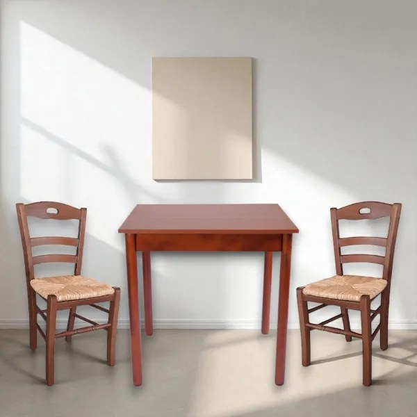 Sedia da cucina con seduta paglia LOIRE Noce SET 2 PZ