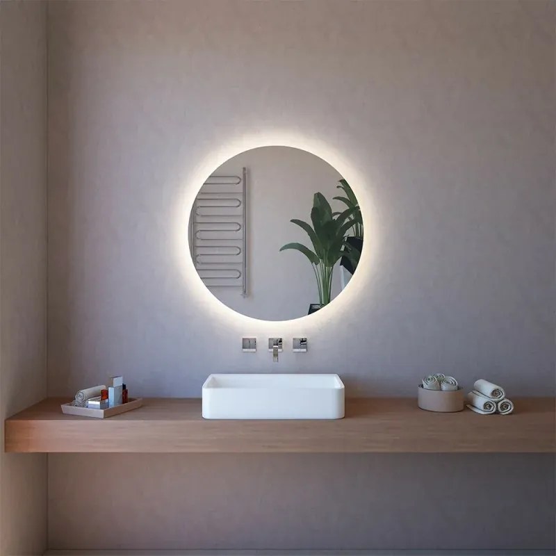 Specchio tondo 90 cm a filo lucido con illuminazione perimetrale a LED