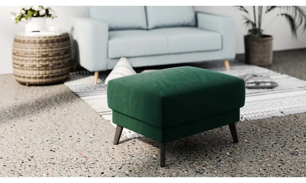 Pouf in velluto verde scuro Fynn - Ghado