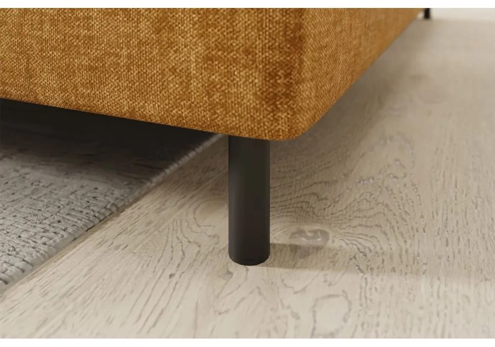 Divano angolare giallo allungabile/con contenitore (con penisola a destra/a L) e rivestimento in velluto Barea – ELTAP