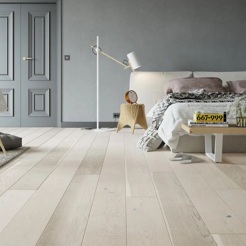 Parquet prefinito in rovere biancato Famiglia spazzolato Forte XL