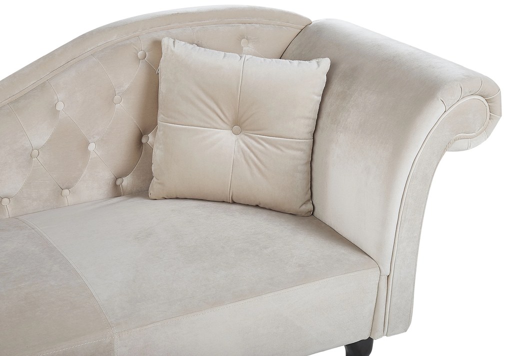 Chaise longue per lato destro in velluto beige LATTES Beliani