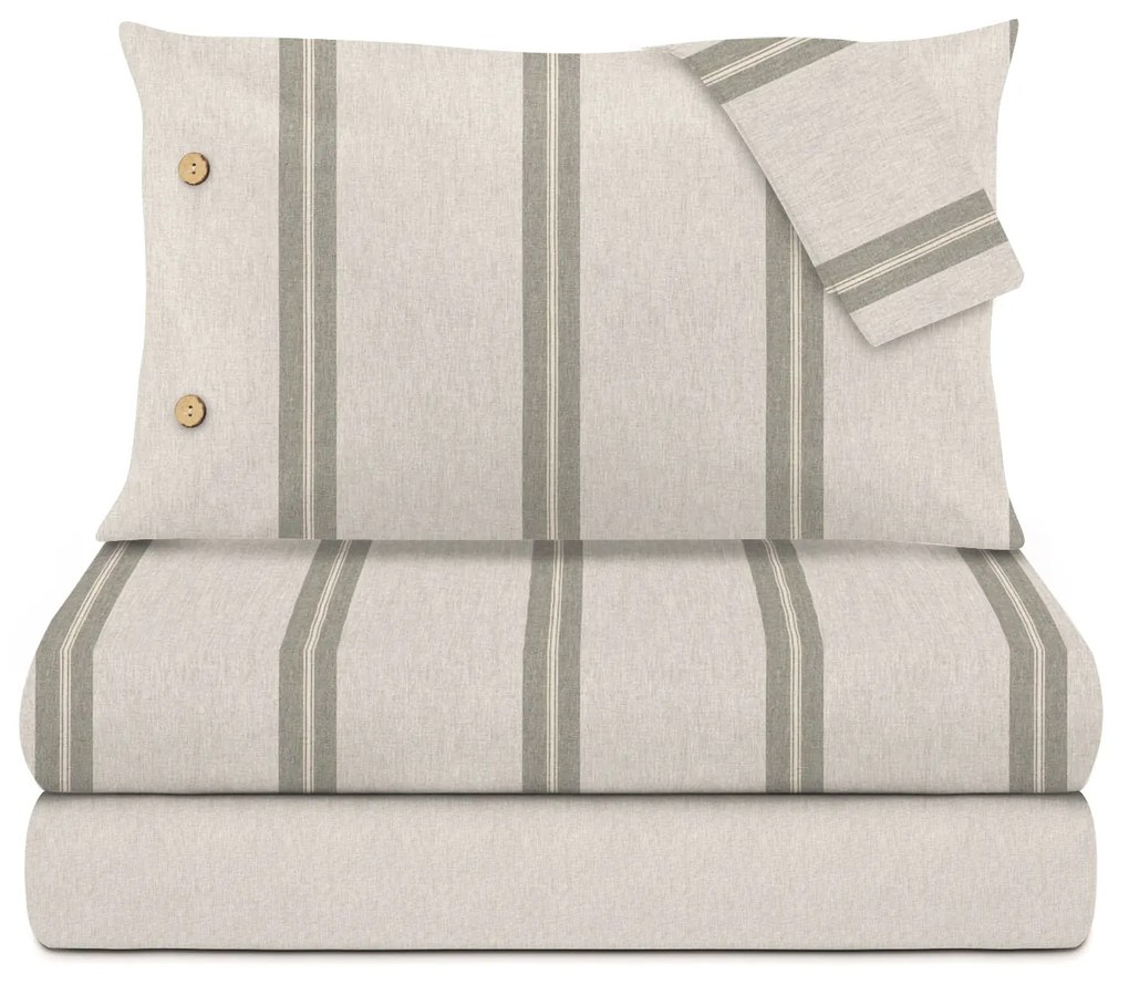 Completo letto matrimoniale grigio righe Eco Dreams