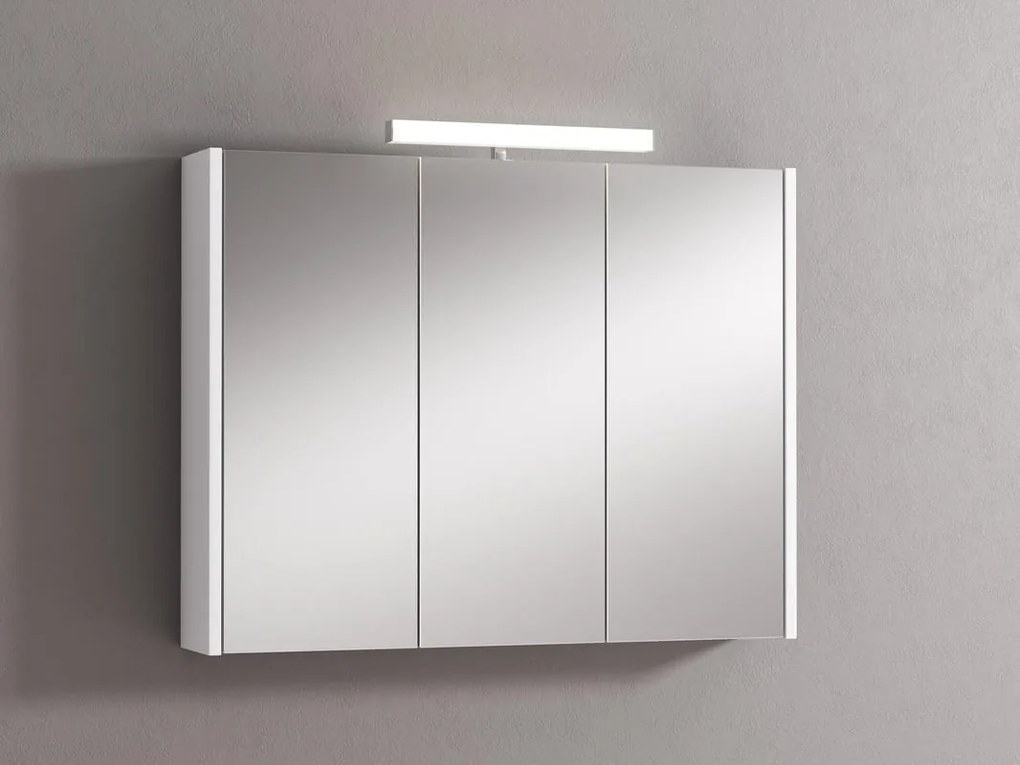 Pensile con luce Akira laccato lucido bianco L 90 x H 70 x P 15.5 cm