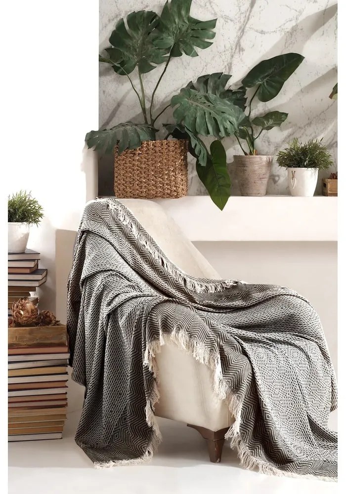 Copriletto nero/beige 170x210 cm Etnik – Mijolnir
