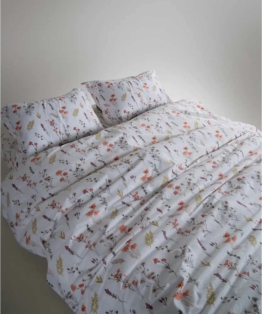 Set copripiumino e federa bianco in cotone renforcé per letto singolo 140x200 cm Floral Dance Autumn – Mila Home Luxury