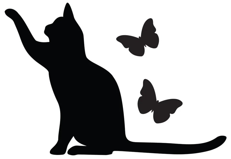 Adesivo nero per interruttore Cat Cat and Butterflies - Ambiance