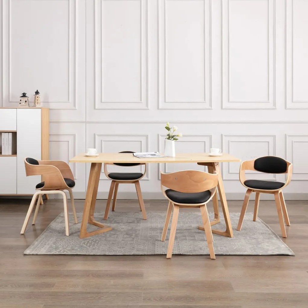Sedie Da Pranzo 4 Pz İn Legno Curvato E Similpelle /