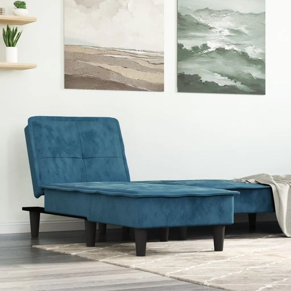 Chaise longue in velluto blu