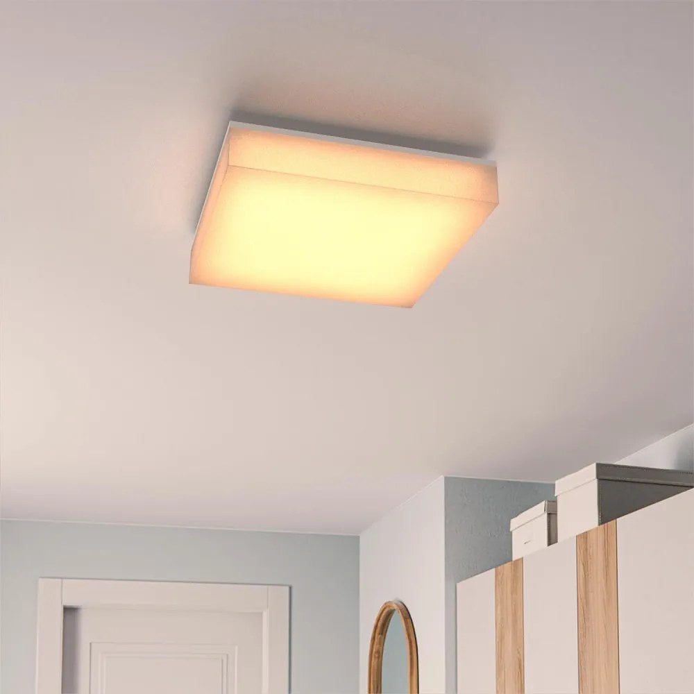 Plafoniera LED Regolabile 18W, 24W, 30W, Quadrata, CCT, IP54 33x33 cm Colore Bianco Variabile CCT