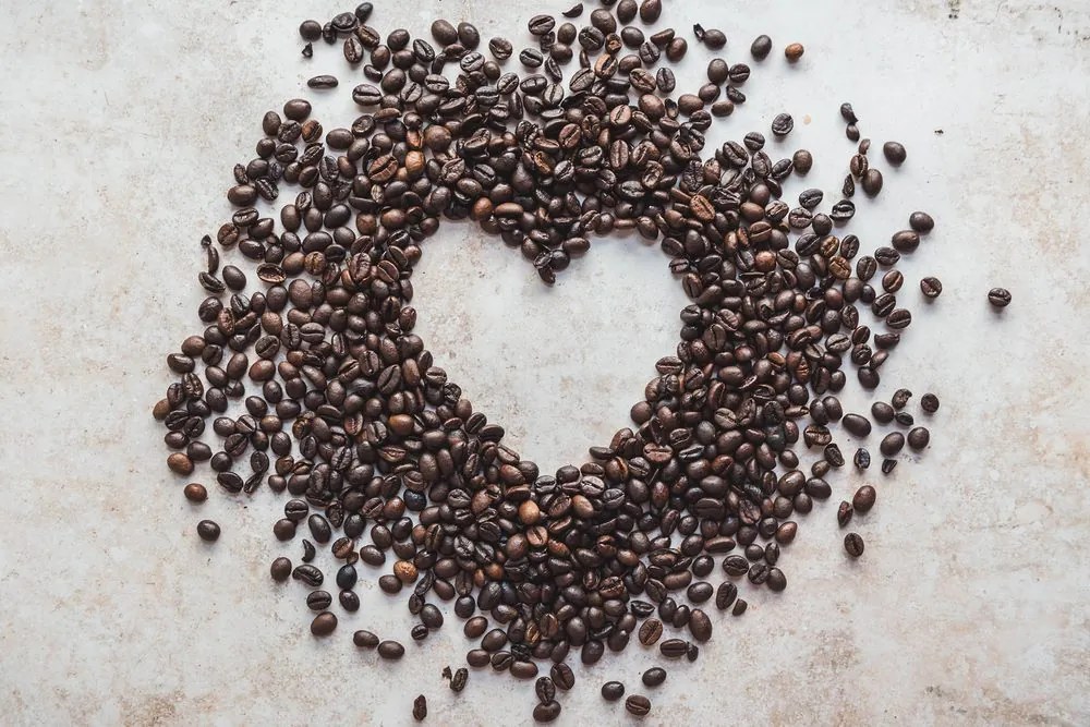 Quadro su tela – Cuore di chicchi di caffè