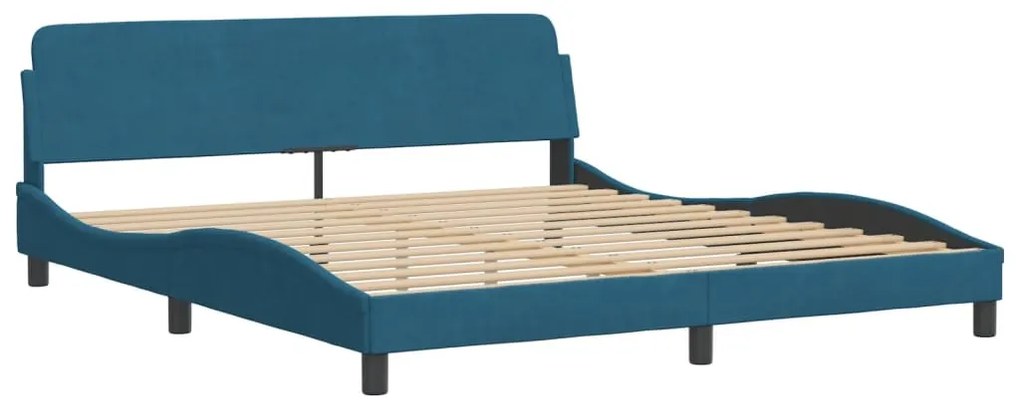 Letto con materasso blu 180x200 cm in velluto
