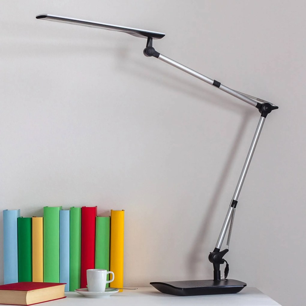 Lampada da scrivania a LED Lindby Felipe, nera, base a morsetto