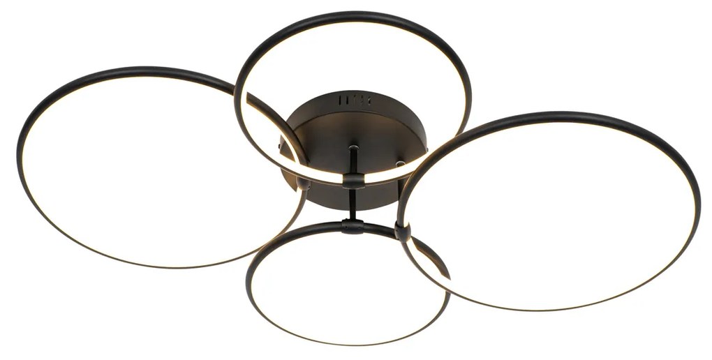 Plafoniera nera con LED dimmerabile a 3 livelli 4 luci - Joaniqa