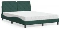 Letto con Materasso Verde Scuro 140x190 cm in Velluto 3208655