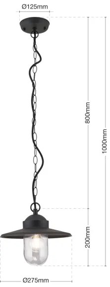 Orion AL 11-1318 - Lampada a sospensione da esterno EDWARD 1xE27/60W/230V IP44 antracite
