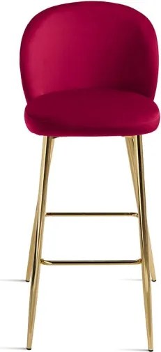 Sgabello in velluto Rosso con struttura in metallo Oro MEGAN 2 pezzi