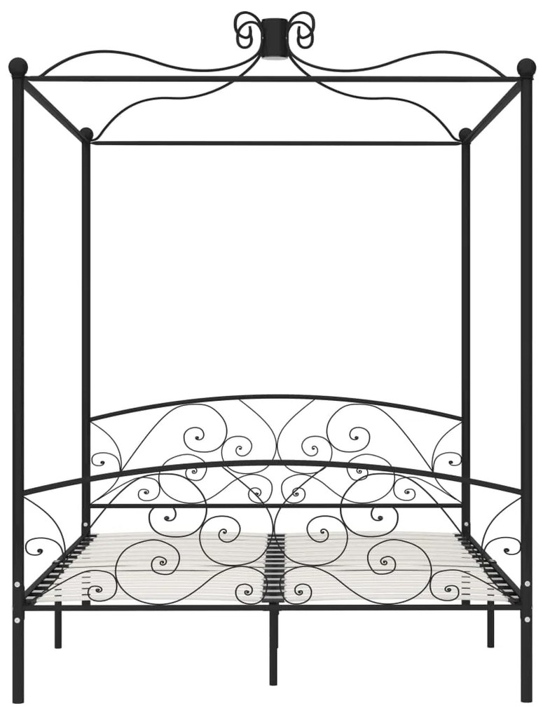 Letto a baldacchino nero in metallo 180x200 cm