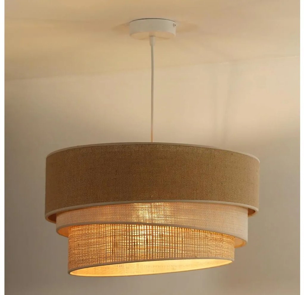 Duolla - Lampadario a sospensione con filo YUTE TRIO 1xE27/15W/230V diametro 45 cm marrone/grigio/beige