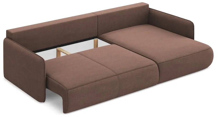 Divano angolare rosa allungabile/con contenitore (con penisola a destra) Nanea – Makamii