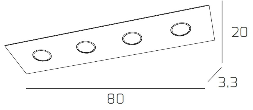 Plafoniera Moderna Rettangolare Path Vetro Rosso 4 Luci Gx53