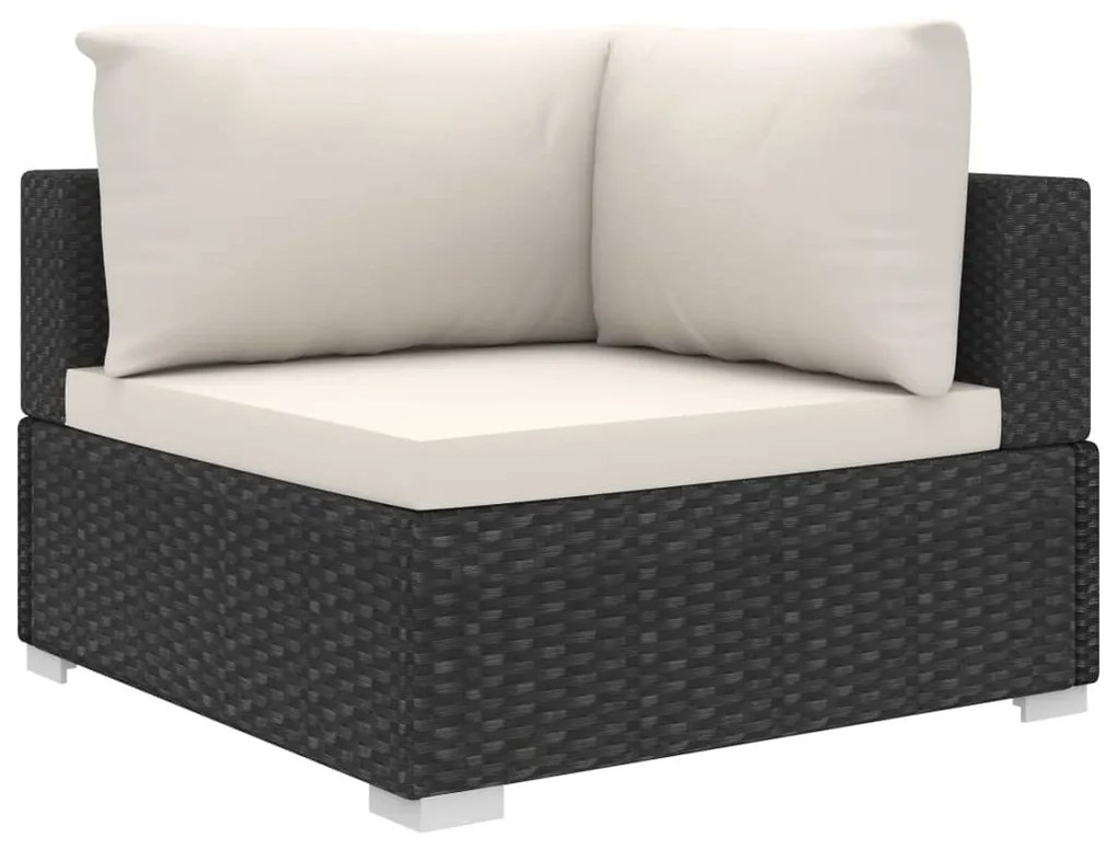 Set divani da giardino 4 pz con cuscini in polyrattan nero