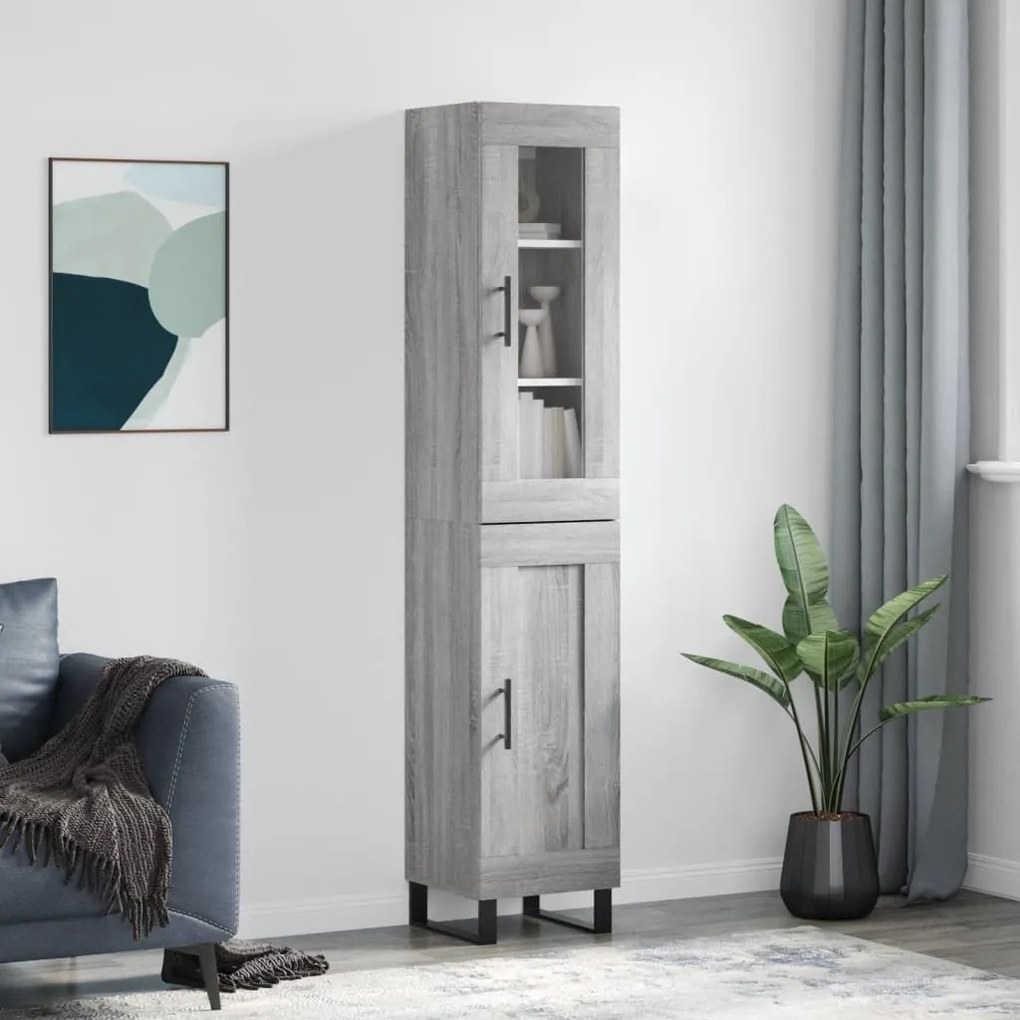 Credenza Grigio Sonoma 34,5x34x180 Cm İn Legno Multistrato /