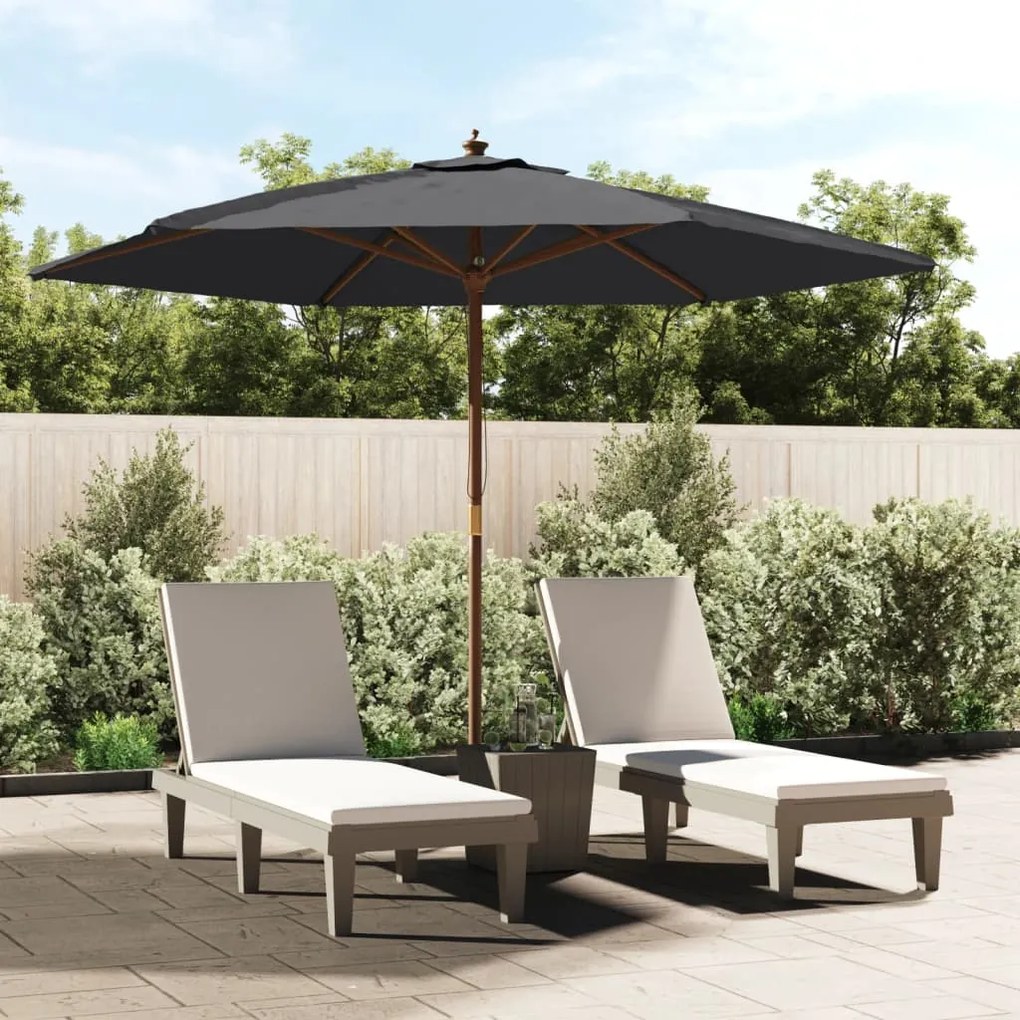 Ombrellone Da Giardino Con Palo İn Legno Nero 299x240 Cm /