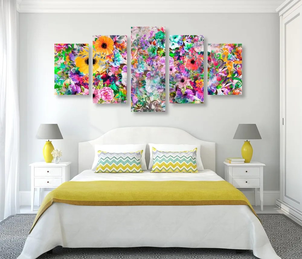 Quadri 5 pezzi – Fiori multicolori