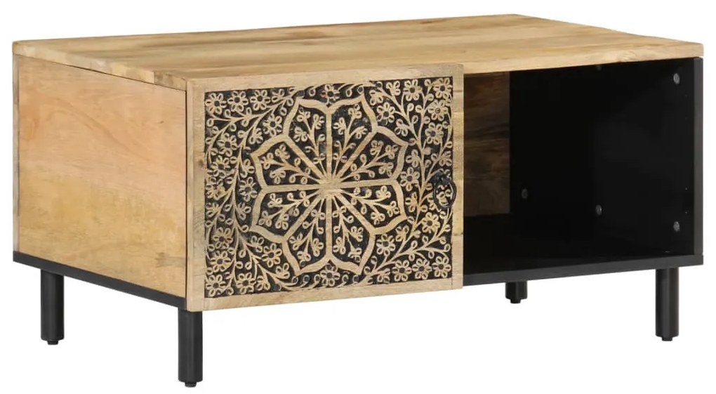 Tavolino da salotto 80x50x40 cm legno massello di mango