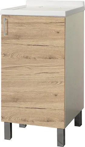 Mobile Lavatoio in legno Quercia Naturale a 1 anta con vasca in metacrilato 45x50 cm