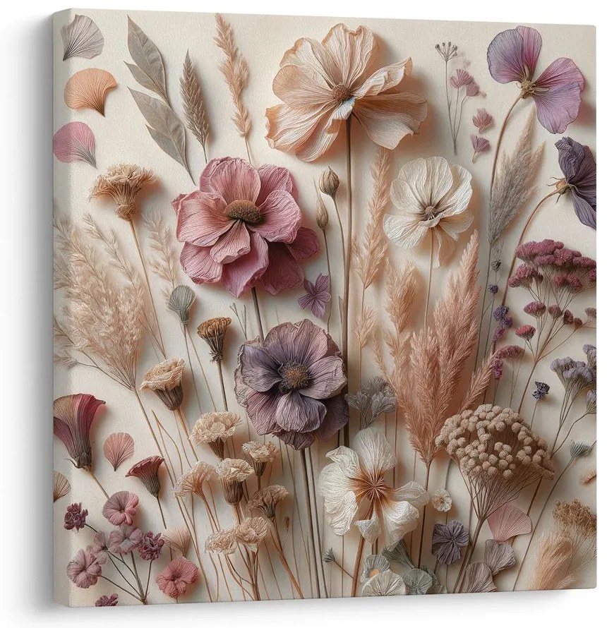 Quadro su tela – Fiori secchi in toni beige