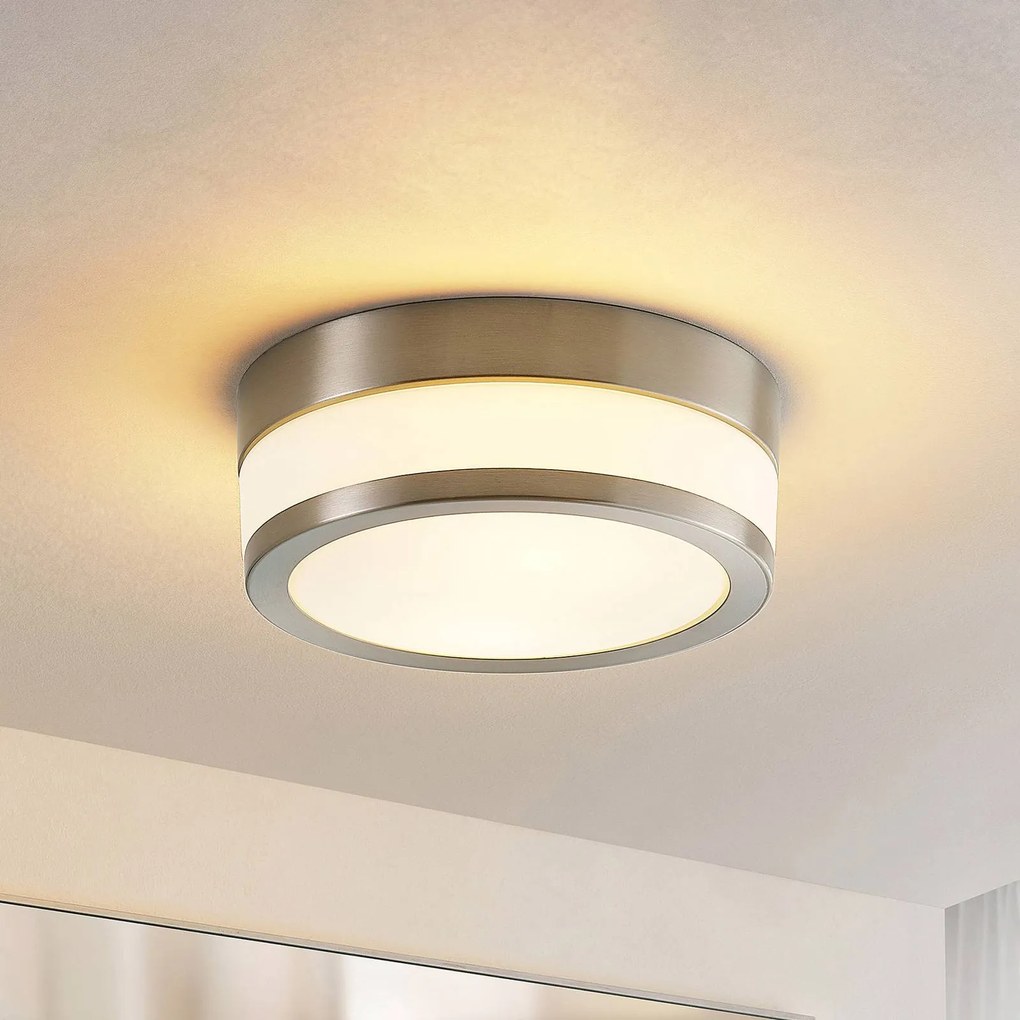 Plafoniera Flavi Lindby, dimmerabile, Alluminio / Grigio / Zincato, Bagno, Metallo, Moderno, Plafoniera
