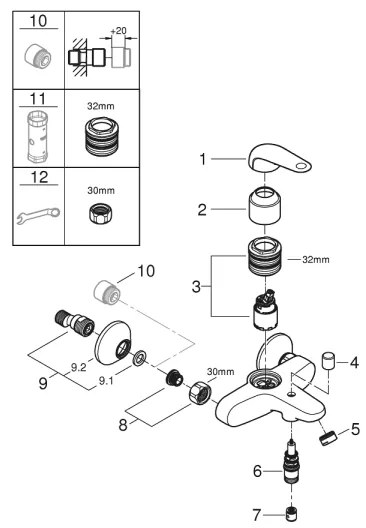 GROHE 24335001 - Miscelatore per vasca DN 15, cromo lucido
