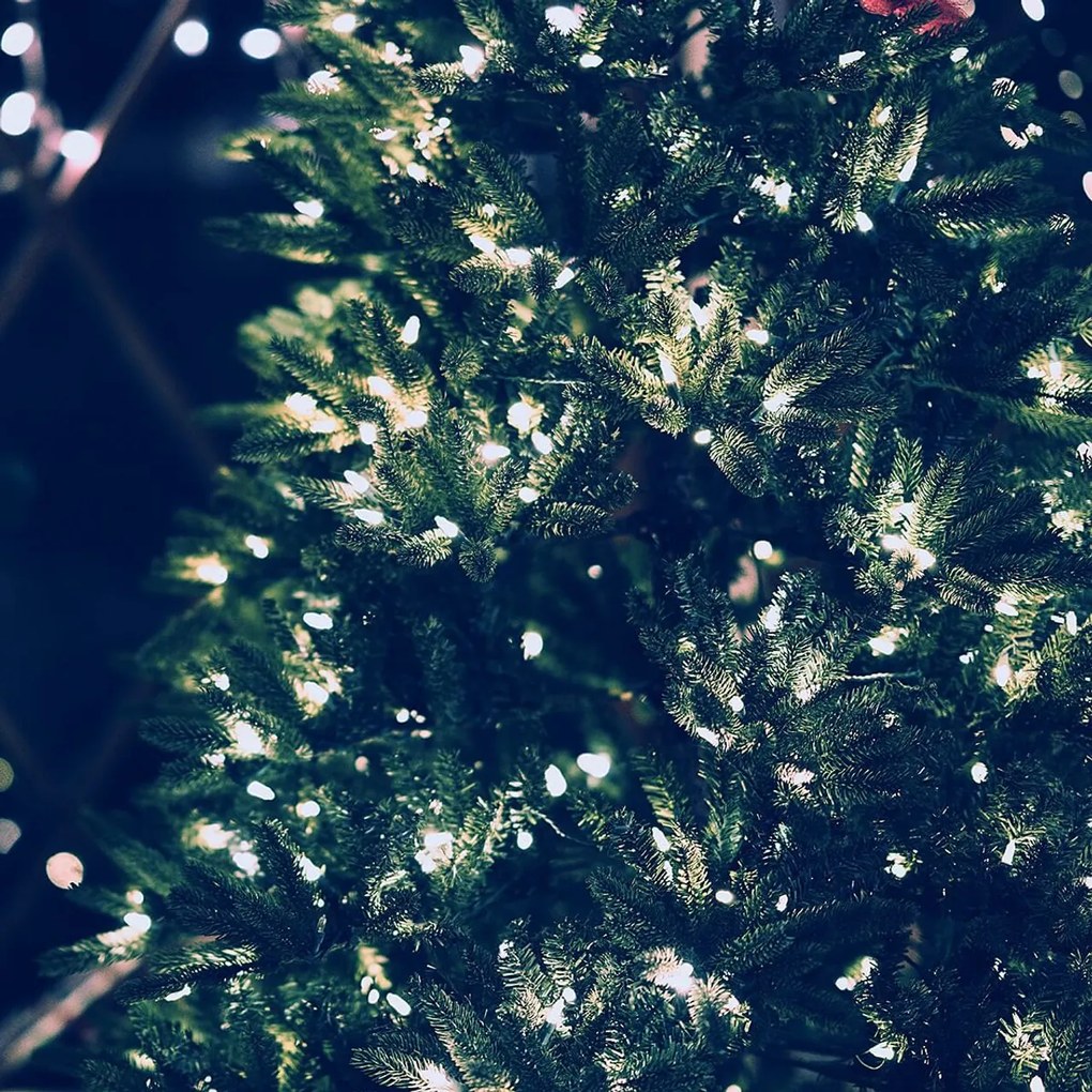 Catenaria Natalizia LED 8m con 8 GIOCHI DI LUCE IP44 Cavo VERDE Colore Bianco Freddo 7500 - 8500 °K