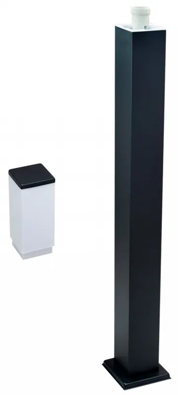 Paletto da Giardino 100cm Quadrato acciaio INOX Nero, IP54 IK06 base E27 Base E27