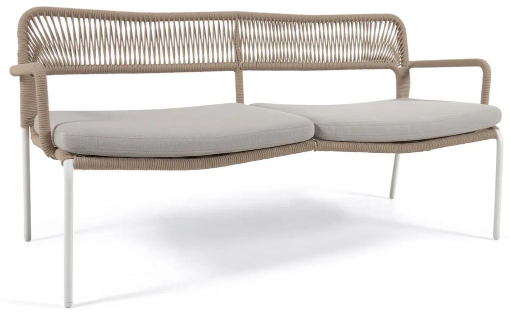 Kave Home - Divano 2 posti Cailin in corda beige con gambe in acciaio zincato bianco 150 cm